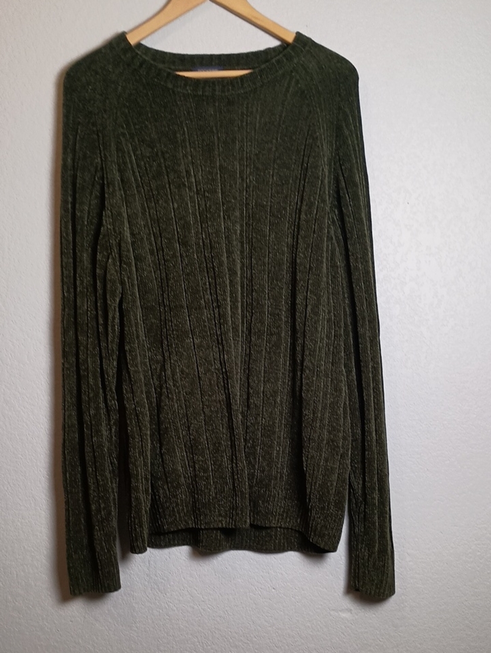 Men's Olive Green Ribbed Crewneck Sweater Dockers